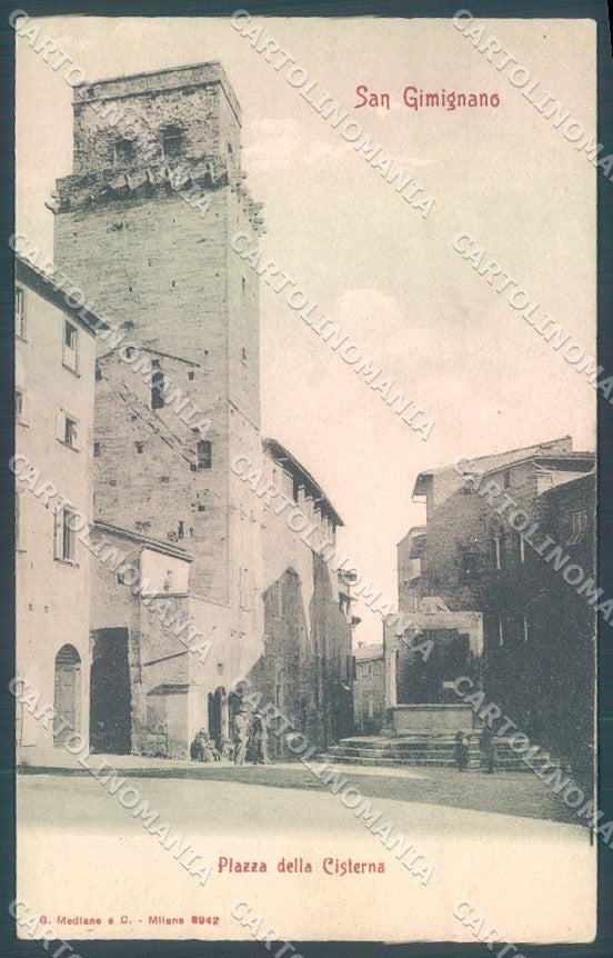 Siena San Gimignano Piazza della Cisterna Modiano 8042 cartolina JK1926 – fronte