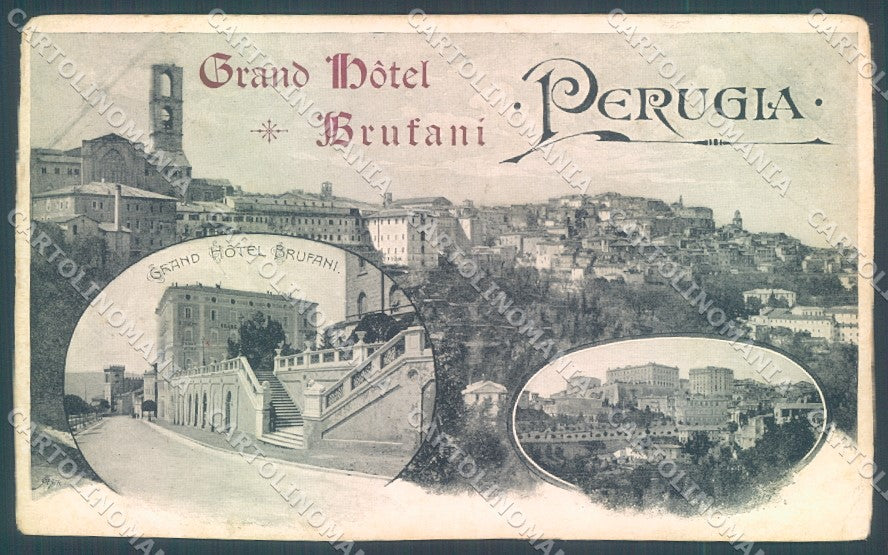 Perugia Città Grand Hotel Brufani PIEGHINA cartolina JK1931 – fronte