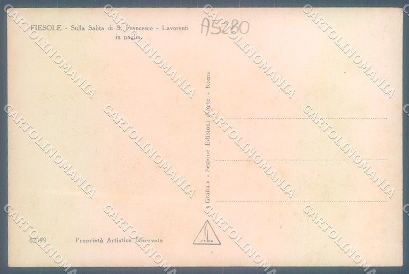 Firenze Fiesole Lavoranti in Paglia Foto cartolina JK1944 – retro