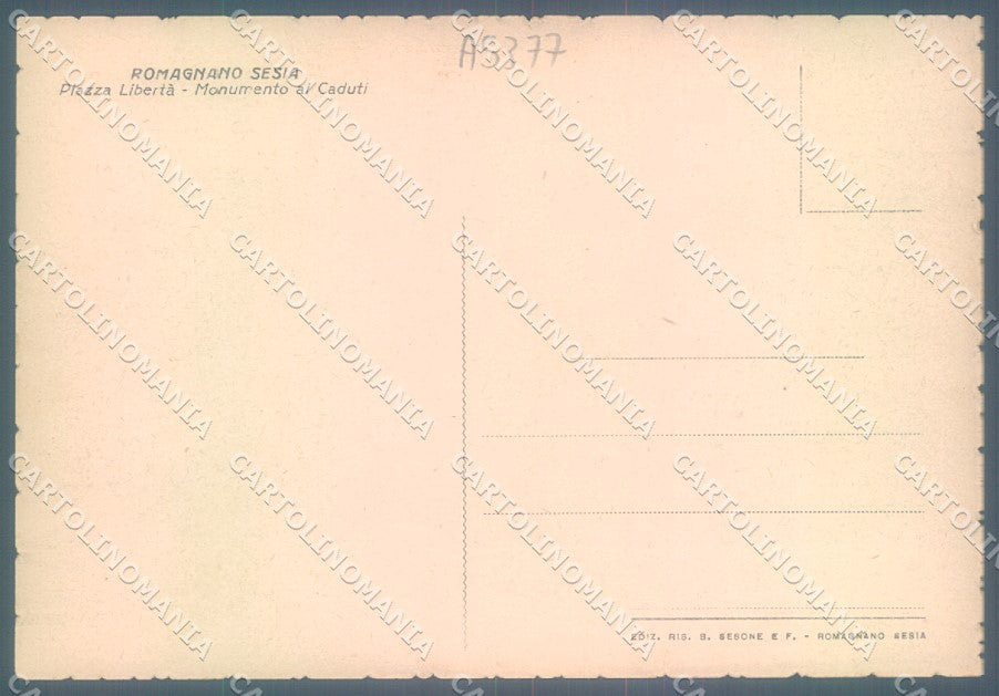 Novara Romagnano Sesia Monumento Caduti FG cartolina JK1961 – retro