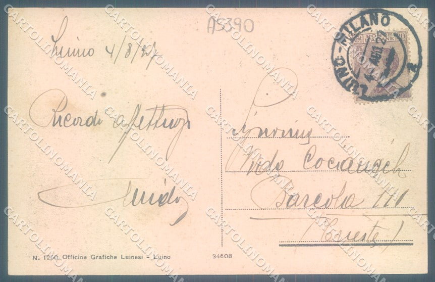 Varese Lago Maggiore Luino Piazza Garibaldi cartolina JK1966 – retro