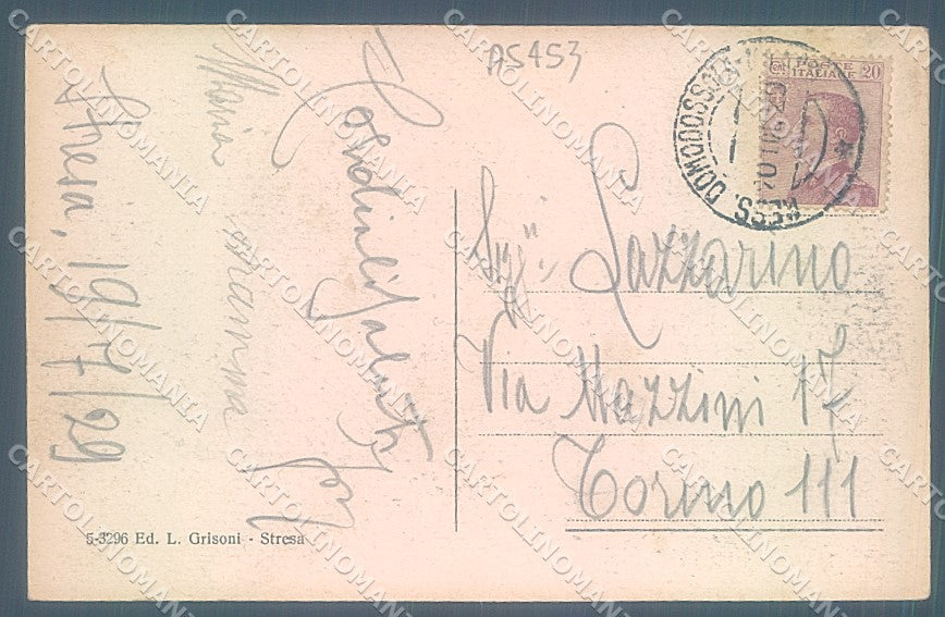 Verbania Lago Maggiore Stresa Borromeo Regina Palace Hotel cartolina JK1987 – retro
