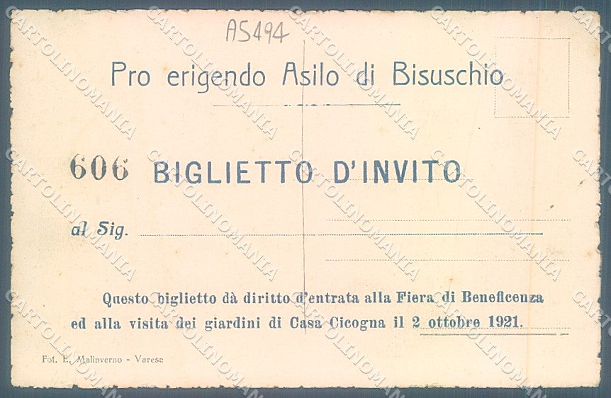 Varese Bisuschio Villa Cicogna Asilo Fiera Beneficenza cartolina JK2007 – retro