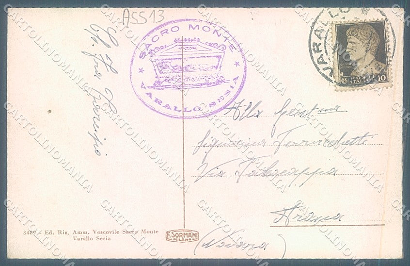 Vercelli Varallo Valsesia Sacro Monte saluto da cartolina JK2016 – retro