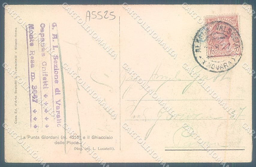 Vercelli Alagna Valsesia Punta Giordani cartolina JK2022 – retro