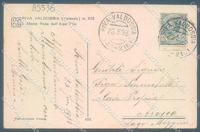Vercelli Riva Valdobbia Valsesia PIEGA ANGOLO cartolina JK2027 – retro