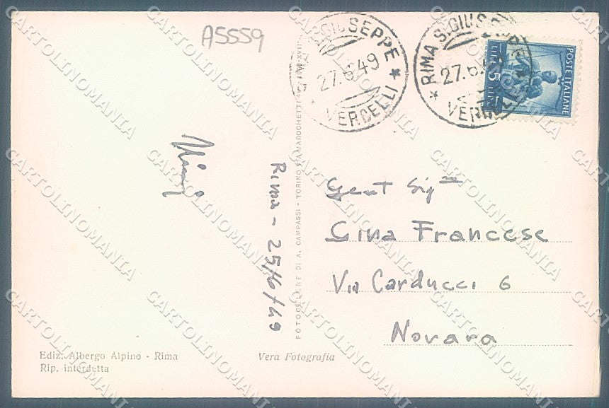 Vercelli Rima Valsesia Foto cartolina JK2037 – retro