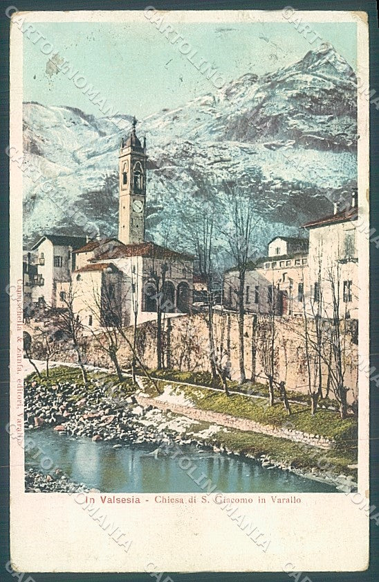 Vercelli Varallo Valsesia Chiesa S. Giacomo PIEGA ANGOLO cartolina JK2046 – fronte