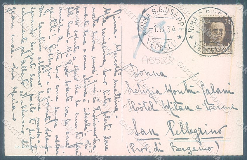 Vercelli Rima Valsesia cartolina JK2047 – retro