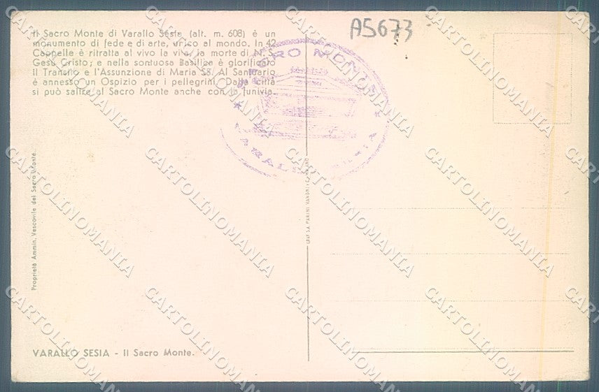 Vercelli Varallo Valsesia Sacro Monte cartolina JK2086 – retro