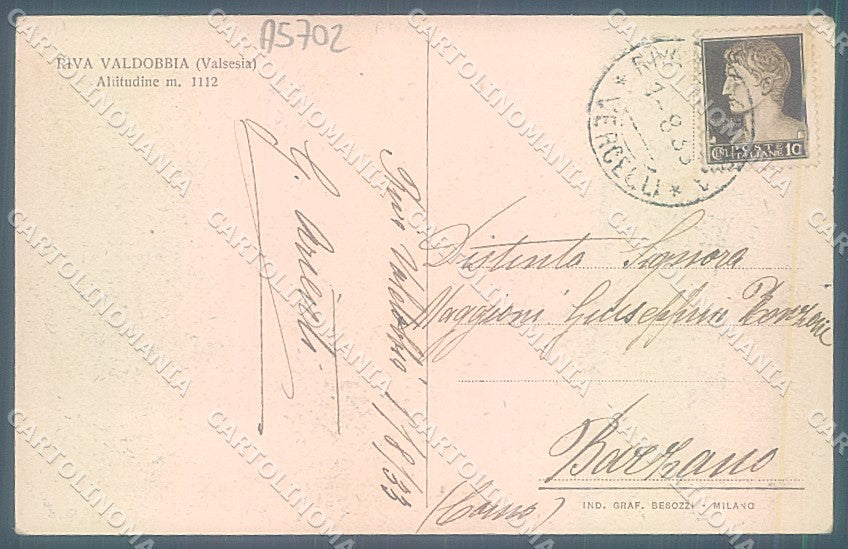 Vercelli Riva Valdobbia Valsesia PIEGHINA cartolina JK2097 – retro
