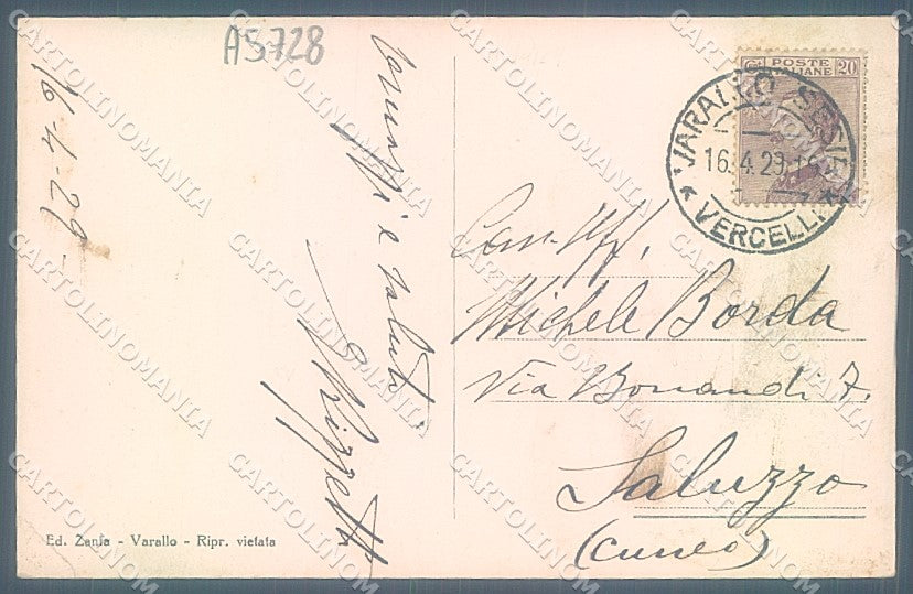 Vercelli Varallo Valsesia PIEGA ANGOLO cartolina JK2105 – retro