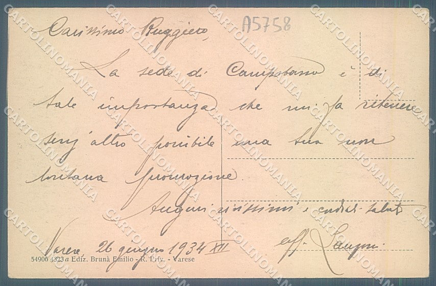 Varese Città Sacro Monte cartolina JK2123 – retro