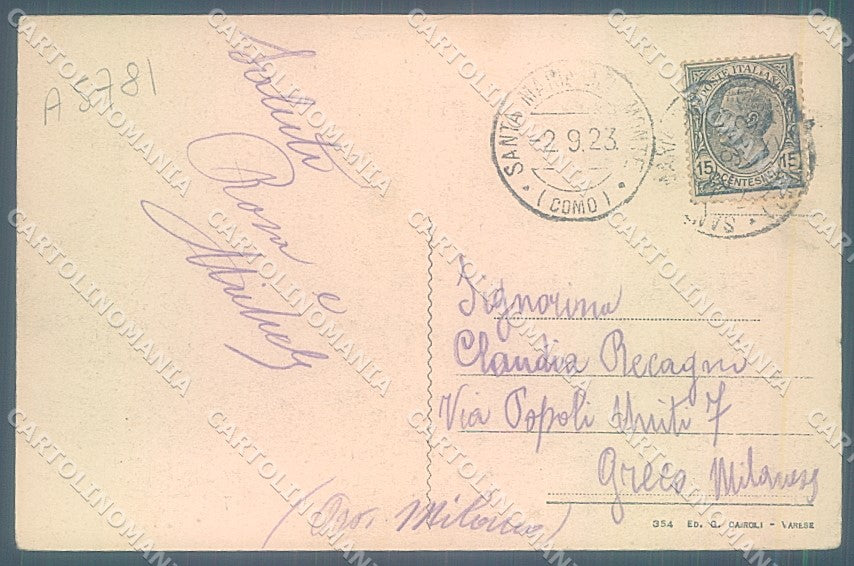 Varese Città Sacro Monte cartolina JK2133 – retro