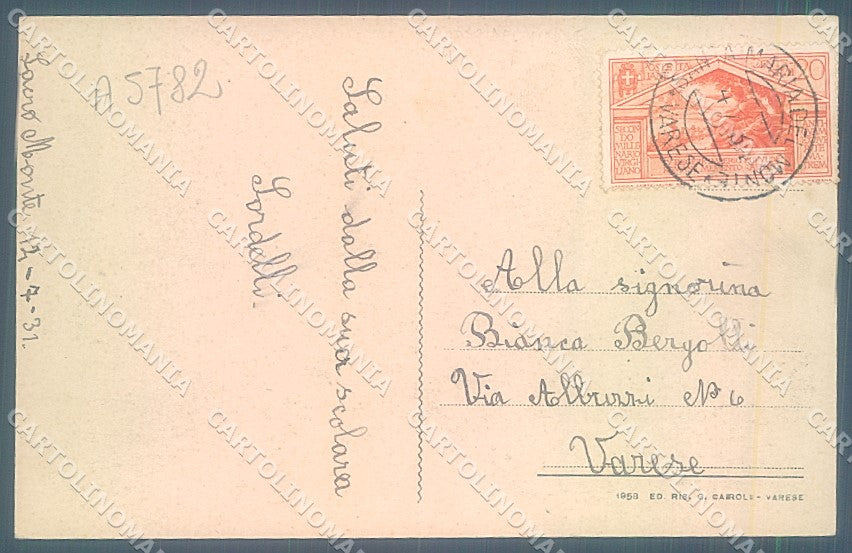 Varese Città Sacro Monte cartolina JK2134 – retro