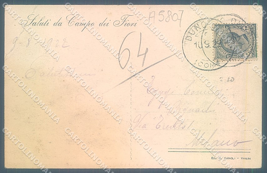 Varese Città Sacro Monte PIEGA ANGOLO cartolina JK2153 – retro