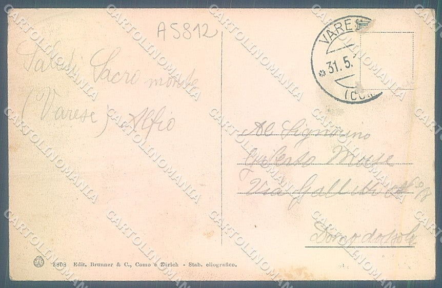 Varese Città Sacro Monte Brunner 3808 PIEGHINA cartolina JK2157 – retro