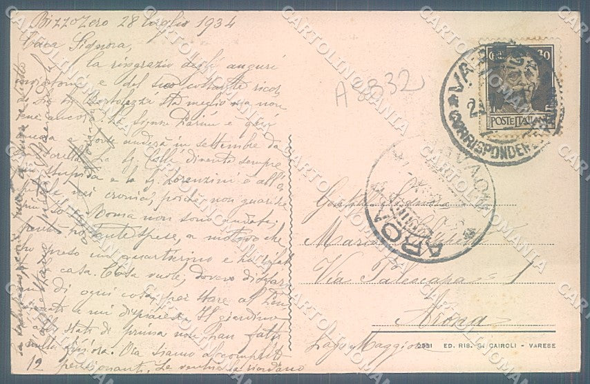 Varese Città Sacro Monte cartolina JK2171 – retro