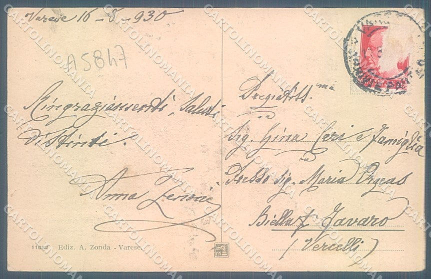 Varese Città Sacro Monte Modiano 11682 cartolina JK2184 – retro