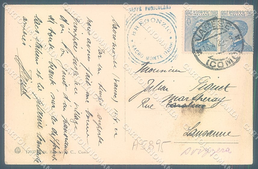 Varese Città Sacro Monte Campo dei Fiori Brunner 17037 cartolina JK2218 – retro