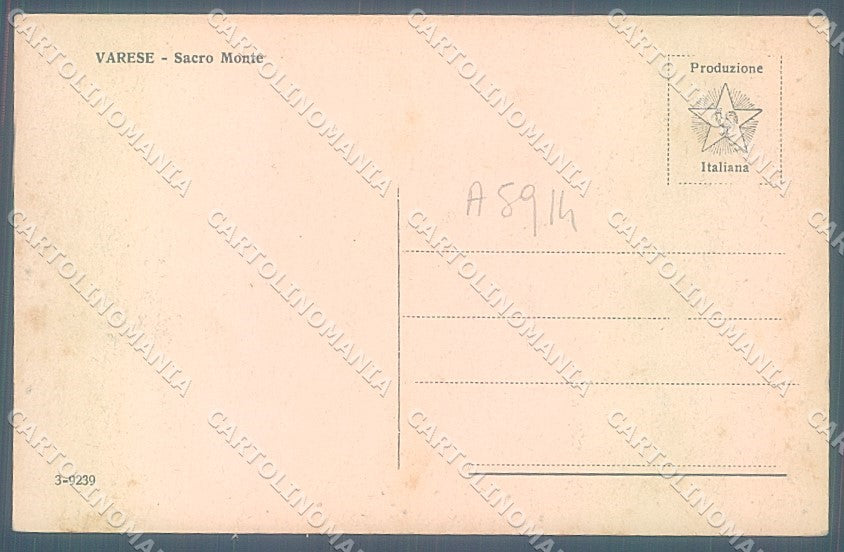 Varese Città Sacro Monte PIEGHINA cartolina JK2232 – retro