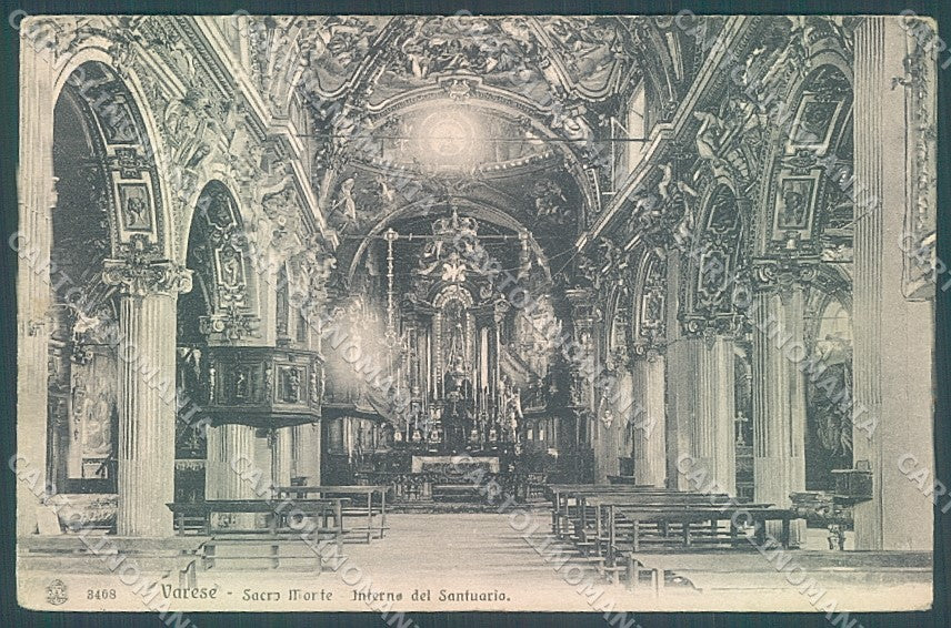 Varese Città Sacro Monte Interno Santuario Brunner 3408 cartolina JK2233 – fronte
