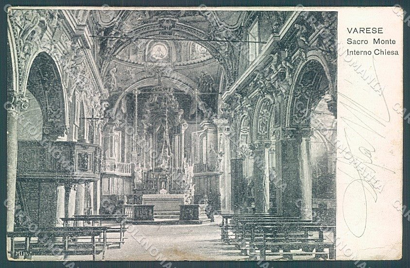Varese Città Sacro Monte Interno Chiesa Fotocromo PIEGHINA cartolina JK2245 – fronte
