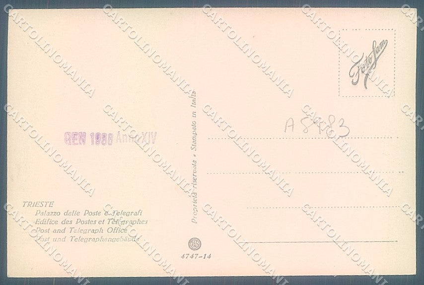 Trieste Città Palazzo Poste Foto cartolina JK2263 – retro