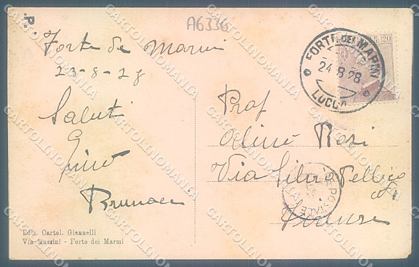 Lucca Forte dei Marmi Mare PIEGHINA ANGOLO cartolina JK2377 – retro