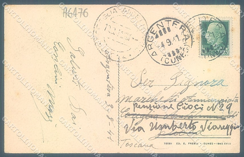 Cuneo Valle Stura Argentera cartolina JK2447 – retro