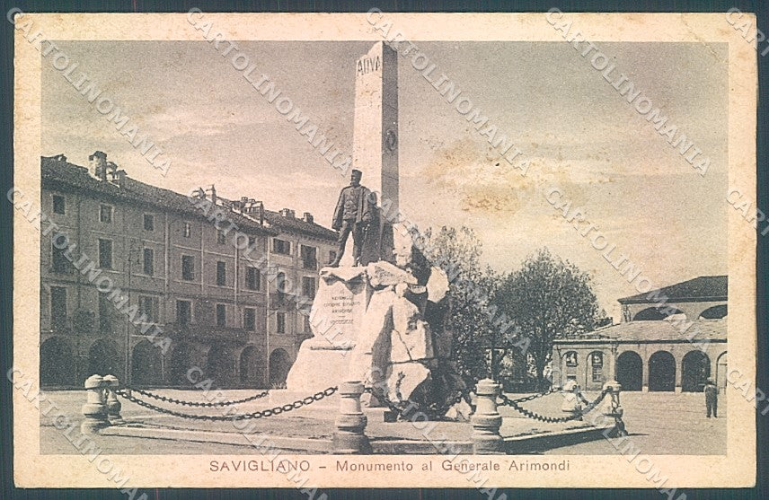 Cuneo Savigliano Monumento Generale Arimondi PIEGA ANGOLO cartolina JK2492 – fronte