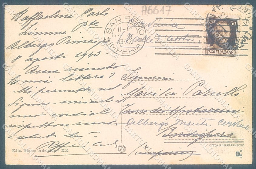 Cuneo Limone Piemonte Albergo Principe STRAPPINO cartolina JK2533 – retro