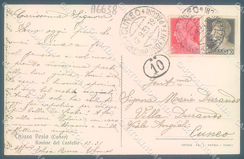 Cuneo Chiusa Pesio Castello Rovine cartolina JK2547 – retro