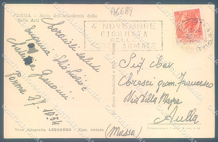 Parma Città Accademia Belle Arti Atrio Foto cartolina JK2569 – retro