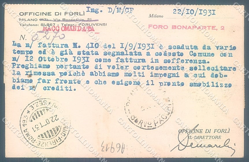 Forlì Officine Commerciale ABRASA cartolina JK2632 – retro