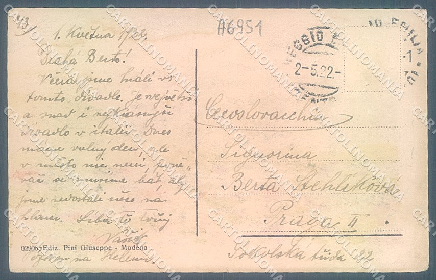Reggio Emilia Città Teatro Municipale SCOLLATA cartolina JK2648 – retro