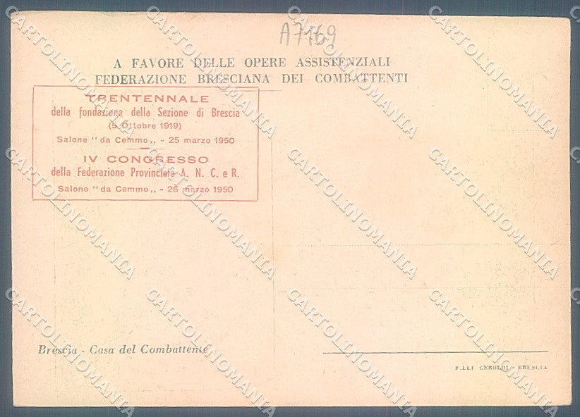 Brescia Città Casa del Combattente cartolina JK2723 – retro