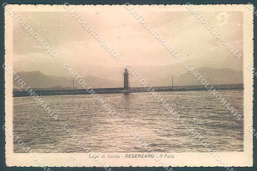 Brescia Desenzano Lago di Garda Faro ABRASA SCOLLATA cartolina JK2772 – fronte