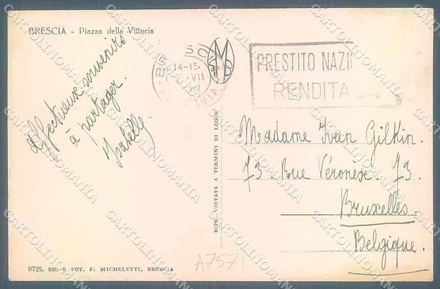 Brescia Città Piazza della Vittoria Foto cartolina JK2775 – retro
