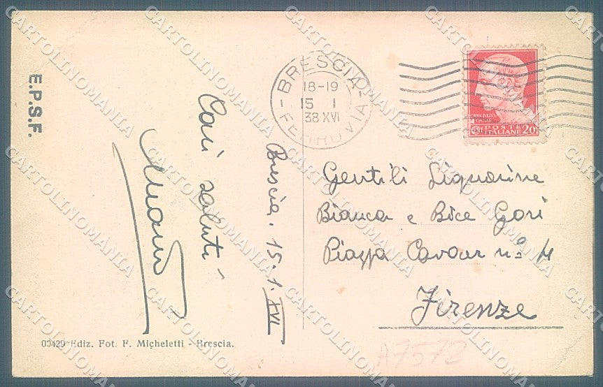 Brescia Città Monumento Tito Speri PIEGA ANGOLO cartolina JK2776 – retro