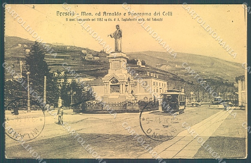 Brescia Città Tram Monumento Arnaldo SCOLLATA cartolina JK2821 – fronte