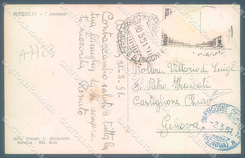 Brescia Città ABRASA cartolina JK2847 – retro