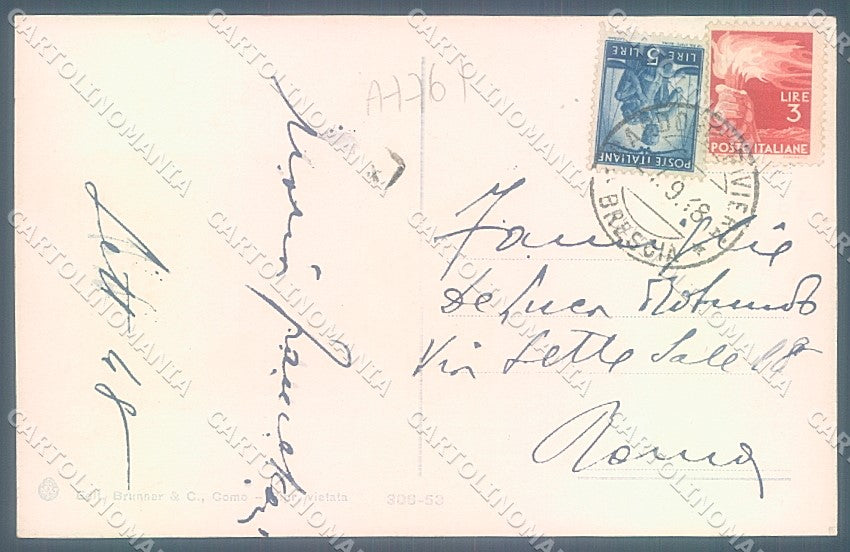 Brescia Gardone Riviera Lago di Garda Brunner 306-53 cartolina JK2866 – retro