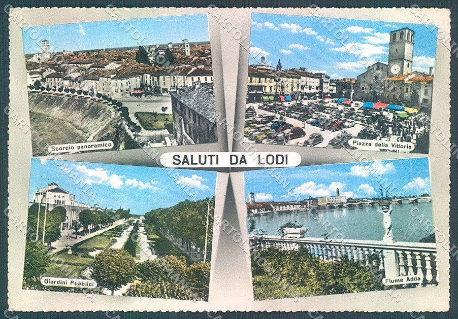 Lodi Città Chiesa Fiume Adda saluti da PIEGHINE Foto FG cartolina JK2884 – fronte