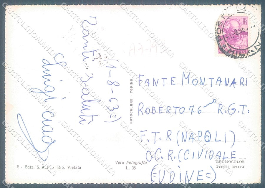 Lodi Città Chiesa Fiume Adda saluti da PIEGHINE Foto FG cartolina JK2884 – retro