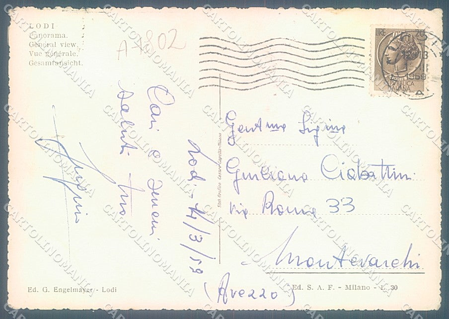 Lodi Città PIEGHINE Foto FG cartolina JK2890 – retro