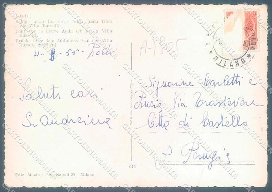 Lodi Città Ponte Adda PIEGHINE FG cartolina JK2891 – retro