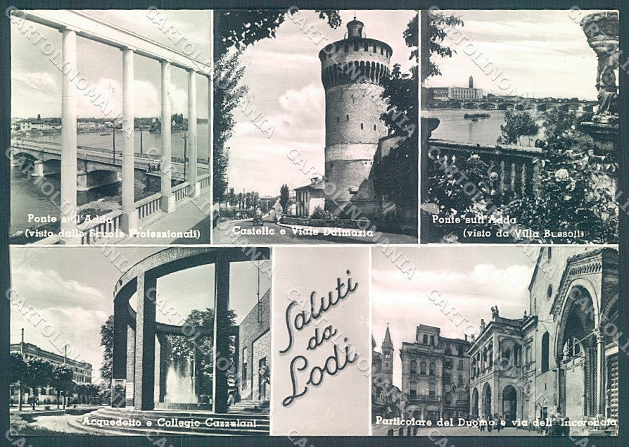 Lodi Città Castello Duomo saluti da Foto FG cartolina JK2892 – fronte