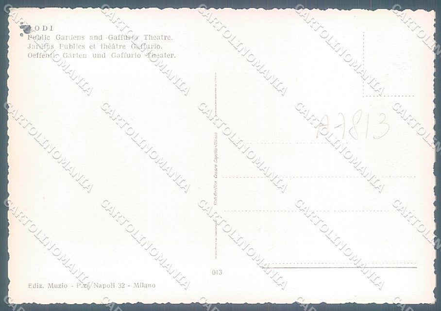 Lodi Città Teatro Gaffurio Giardini Pubblici FG cartolina JK2894 – retro