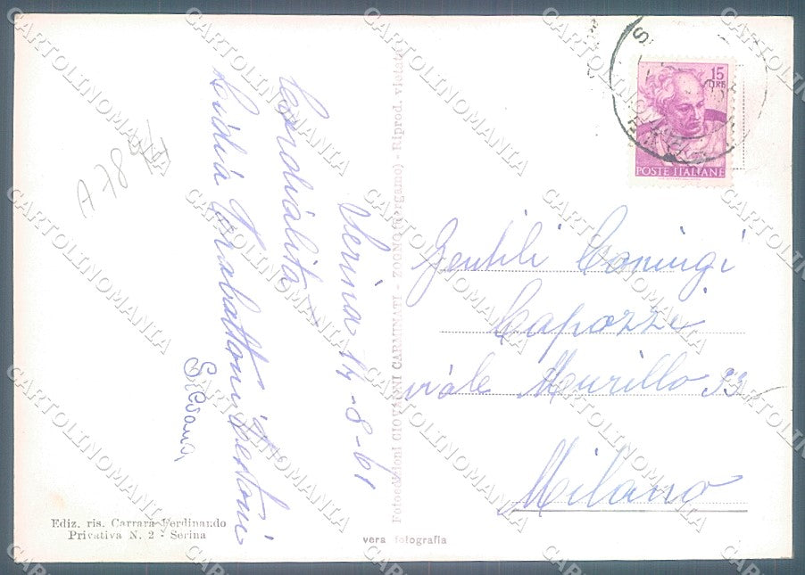 Bergamo Serina Foto FG cartolina JK2928 – retro